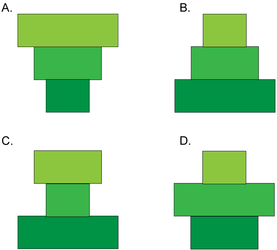 pyramid of numbers with 4 options