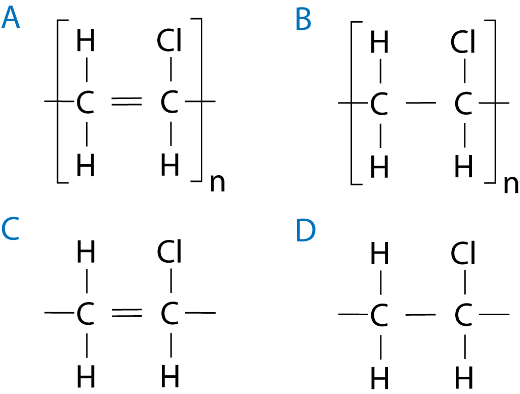 4 x structure of polychloroethene